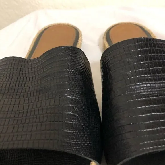 Kaanas embossed leather slide espadrille sandals