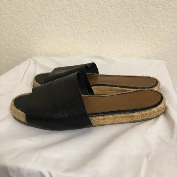 Kaanas embossed leather slide espadrille sandals