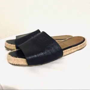 Kaanas embossed leather slide espadrille sandals