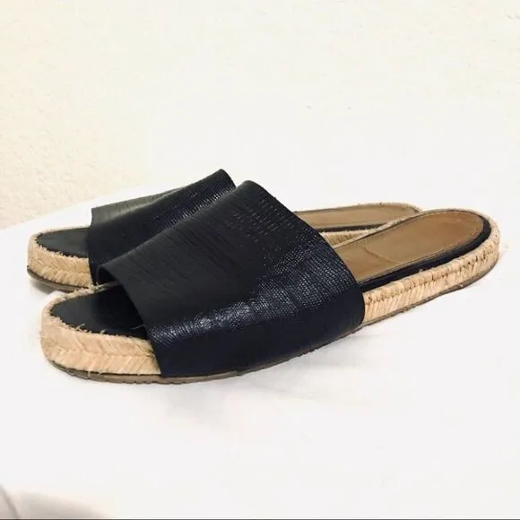 Kaanas embossed leather slide espadrille sandals