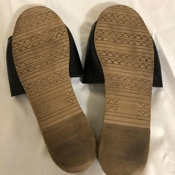 Kaanas embossed leather slide espadrille sandals