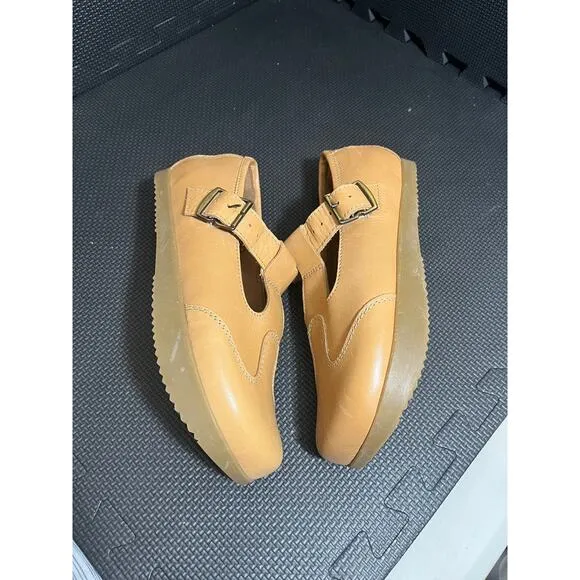 KALSO Earth Faroe Lotus Mary Jane Negative Heel Leather Shoes - Natural 9.5