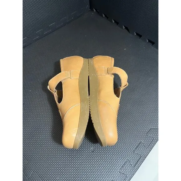 KALSO Earth Faroe Lotus Mary Jane Negative Heel Leather Shoes - Natural 9.5