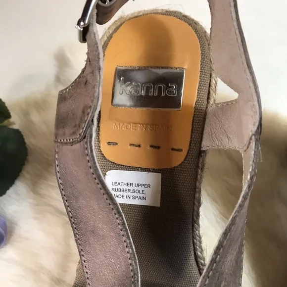 Kanna NWT Woven Leather Espadrille Wedge Sandal 37