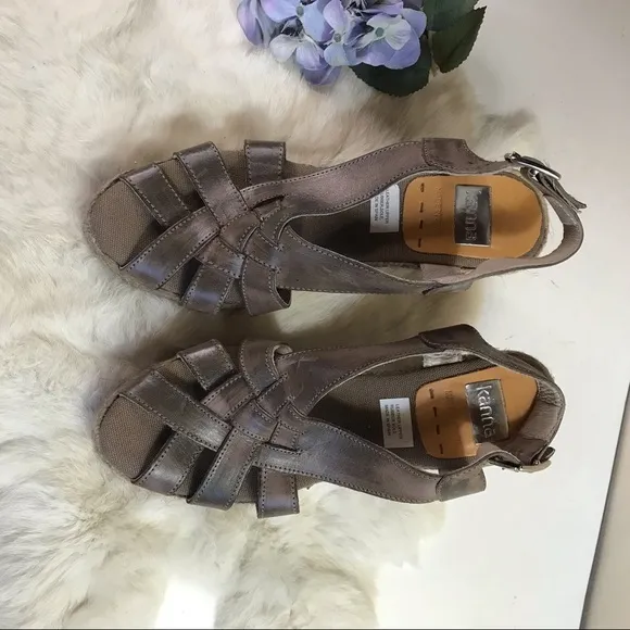 Kanna NWT Woven Leather Espadrille Wedge Sandal 37