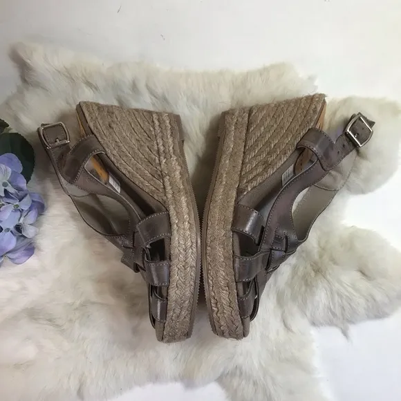 Kanna NWT Woven Leather Espadrille Wedge Sandal 37