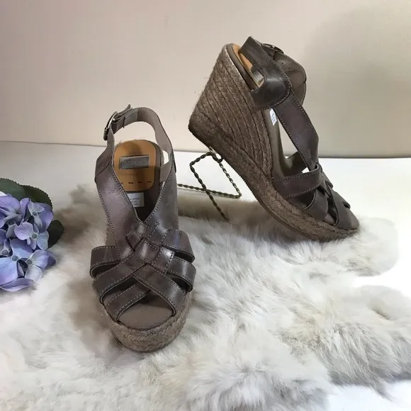 Kanna NWT Woven Leather Espadrille Wedge Sandal 37