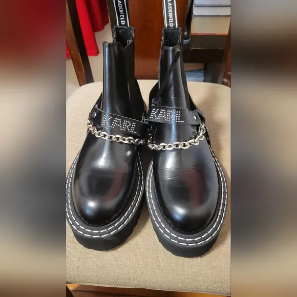 Karl Lagerfeld Black Patrol 11 Gore Ankle Leather Boots
