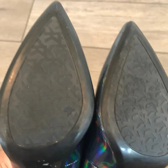 Karl Lagerfeld Holographic Black Stiletto Heels size 6