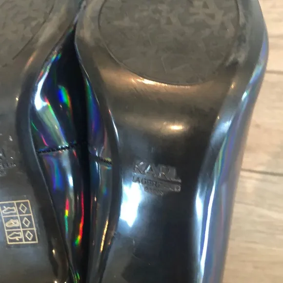 Karl Lagerfeld Holographic Black Stiletto Heels size 6