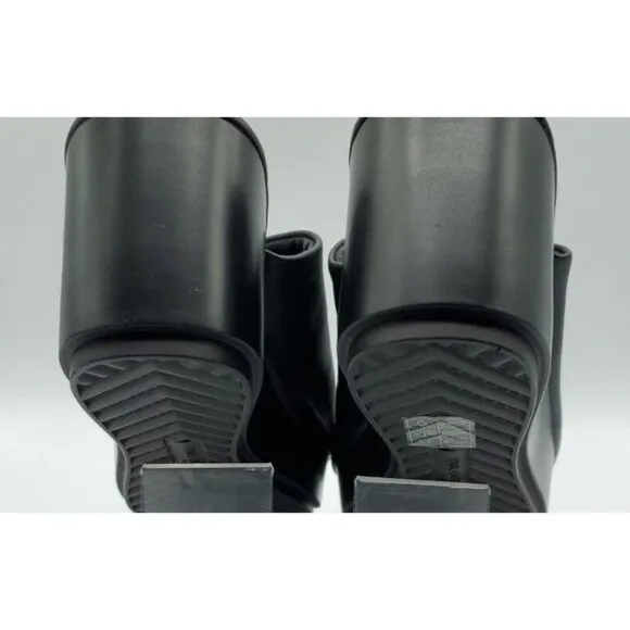 Karl Lagerfeld 'Lyric' 38.5 Black Leather Slide Wedge Platform 8 Sandals NWOB