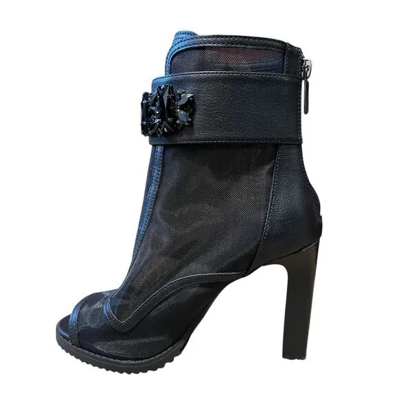 Karl Lagerfeld Paris Women's Blayze Peep Toe Bootie Black Size 7.5 NEW