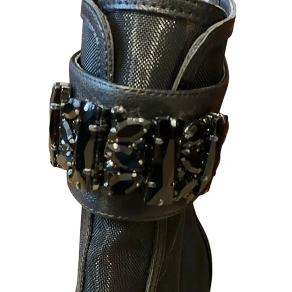 Karl Lagerfeld Paris Women's Blayze Peep Toe Bootie Black Size 7.5 NEW