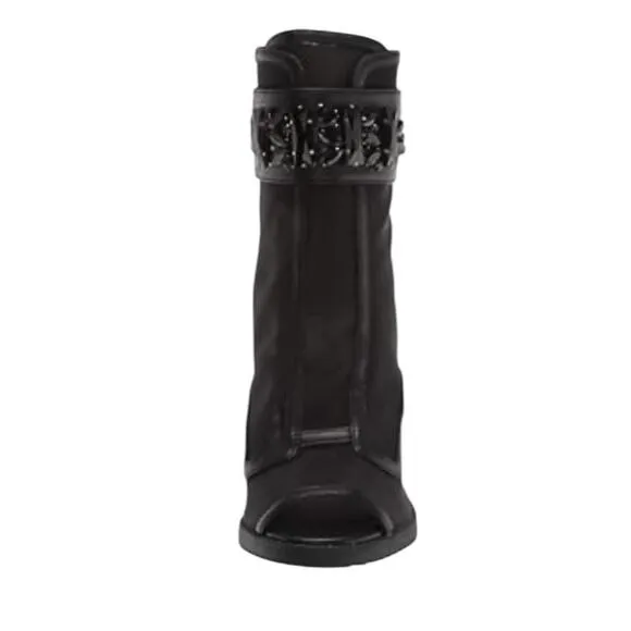 Karl Lagerfeld Paris Women's Blayze Peep Toe Bootie Black Size 7.5 NEW