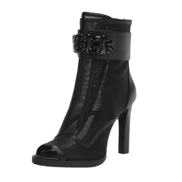 Karl Lagerfeld Paris Women's Blayze Peep Toe Bootie Black Size 7.5 NEW