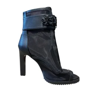 Karl Lagerfeld Paris Women's Blayze Peep Toe Bootie Black Size 7.5 NEW