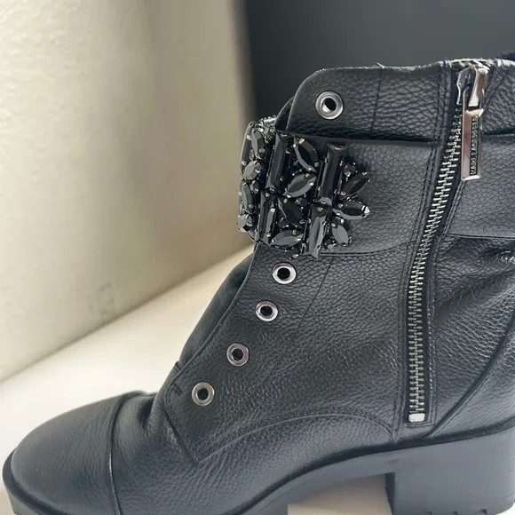 Karl Lagerfeld Pippa Lug Sole Black Combat Boots Size 7.5