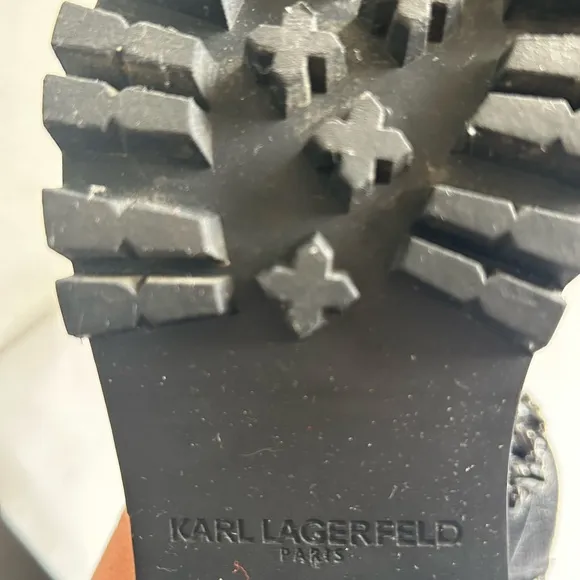 Karl Lagerfeld Pippa Lug Sole Black Combat Boots Size 7.5