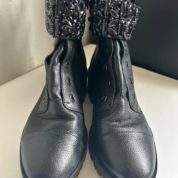Karl Lagerfeld Pippa Lug Sole Black Combat Boots Size 7.5