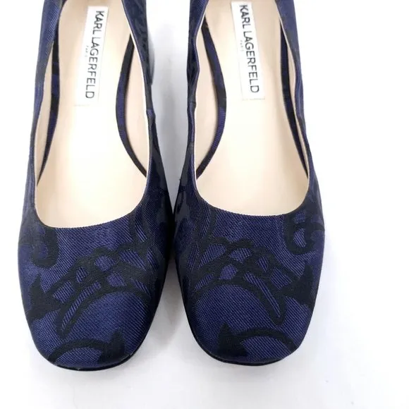 Karl Lagerfeld Pumps Heels Shoe Blue Floral Fabric