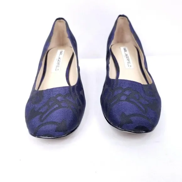 Karl Lagerfeld Pumps Heels Shoe Blue Floral Fabric