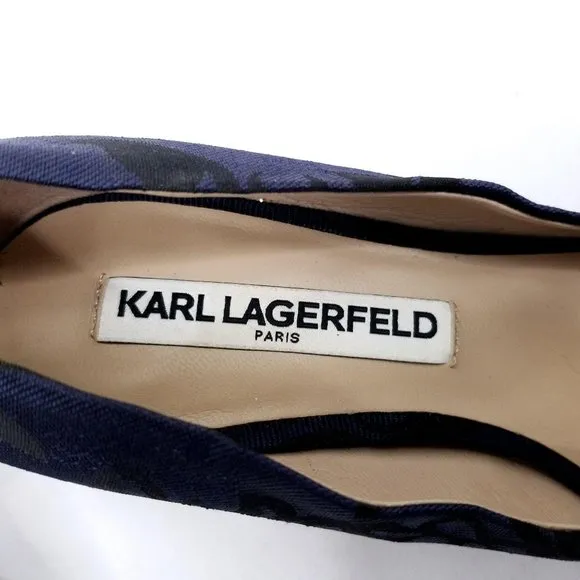 Karl Lagerfeld Pumps Heels Shoe Blue Floral Fabric