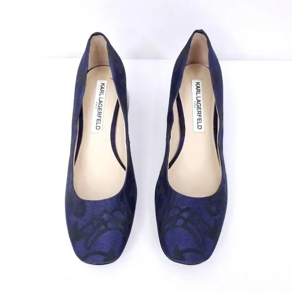 Karl Lagerfeld Pumps Heels Shoe Blue Floral Fabric