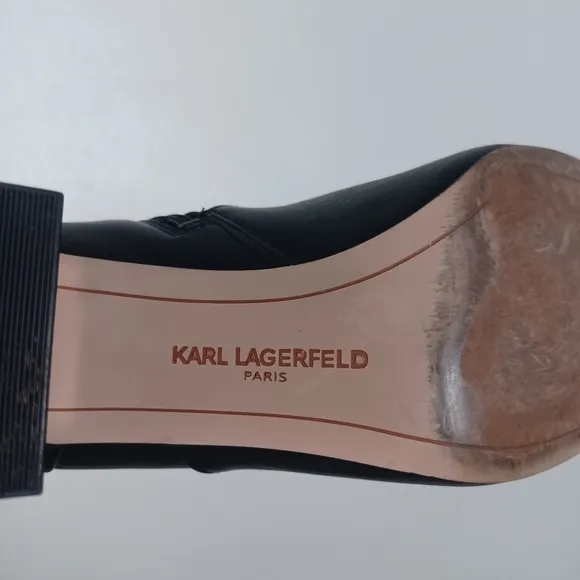 Karl Lagerfeld Sadie Pearl Heel Black Leather Bootie
