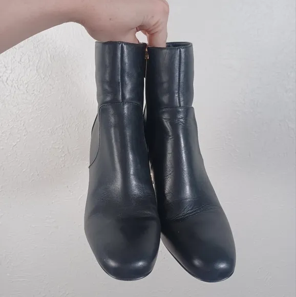 Karl Lagerfeld Sadie Pearl Heel Black Leather Bootie