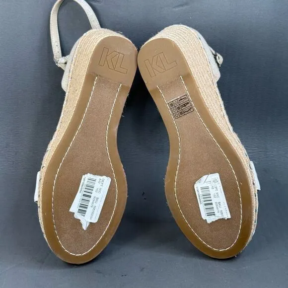 KARL LAGERFELD PARIS Catalyna Mixed Media Espadrille Wedge Sandals size 11
