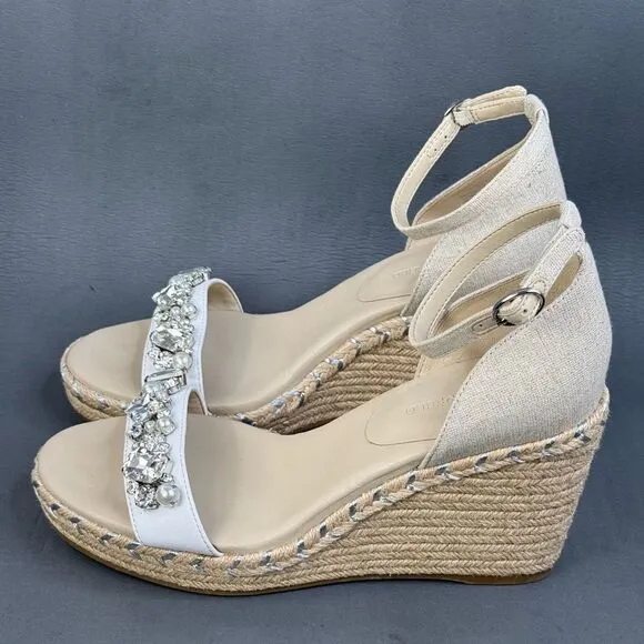 KARL LAGERFELD PARIS Catalyna Mixed Media Espadrille Wedge Sandals size 11