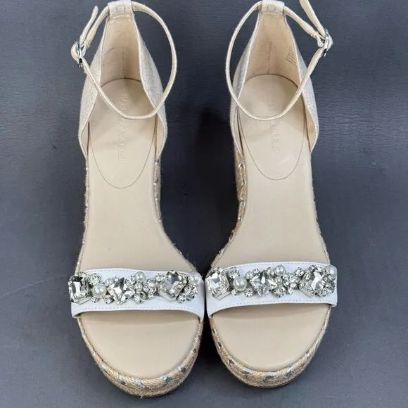KARL LAGERFELD PARIS Catalyna Mixed Media Espadrille Wedge Sandals size 11