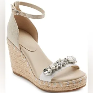 KARL LAGERFELD PARIS Catalyna Mixed Media Espadrille Wedge Sandals size 11