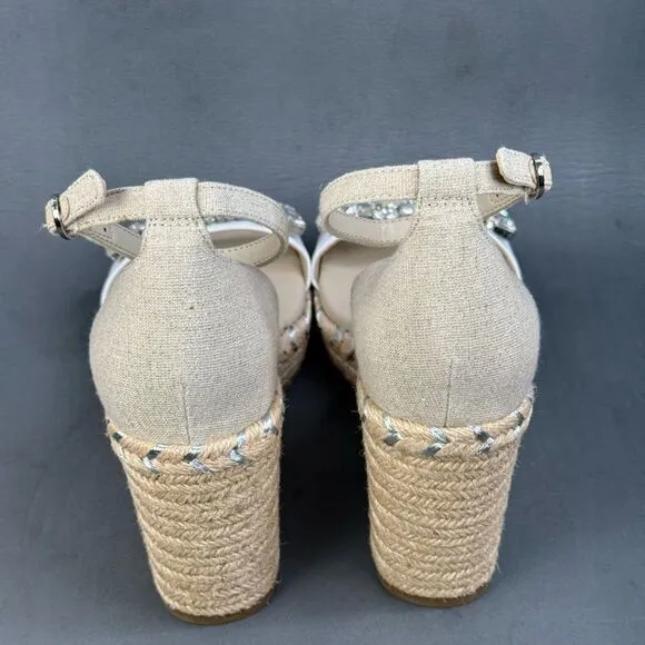 KARL LAGERFELD PARIS Catalyna Mixed Media Espadrille Wedge Sandals size 11