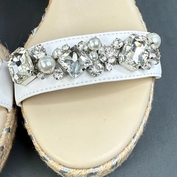 KARL LAGERFELD PARIS Catalyna Mixed Media Espadrille Wedge Sandals size 11