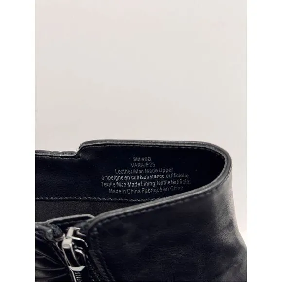 Karl Lagerfeld Boots Size 9 Black Leather Womens Lug Sole Zip Closure NEW