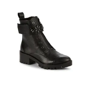 Karl Lagerfeld Pipa Crystal Embellished Platform Ankle Boots Black 9.5 Moto