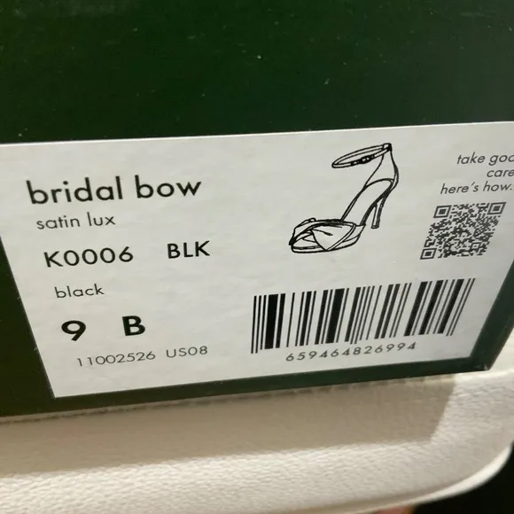 Kate Spade Bridal Bow Black Satin Platform Sandal Stiletto Heel Evening Pumps 9