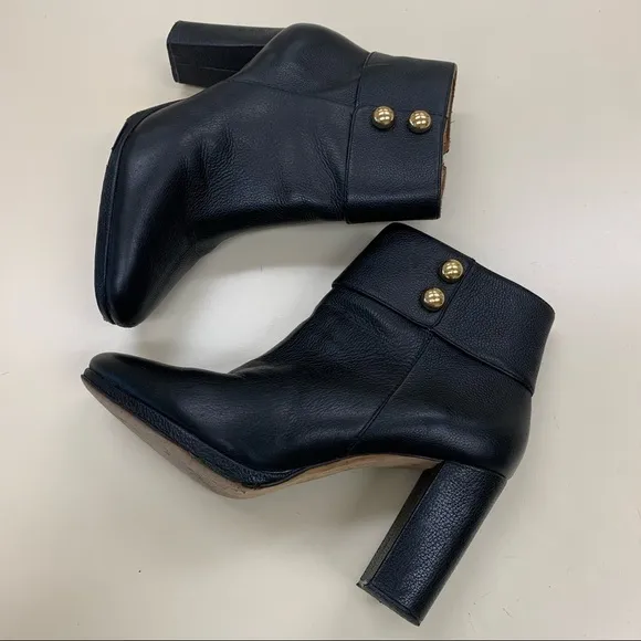 Kate Spade Bridgette Women’s Black Leather Platform  Heeled Ankle Booties Boots
