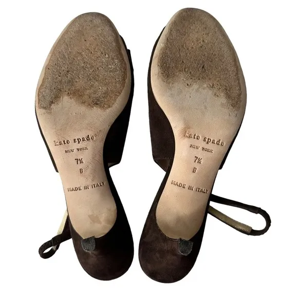 Kate Spade Brown Suede Slingback Peep Toe Shoes. Size 7 1/2