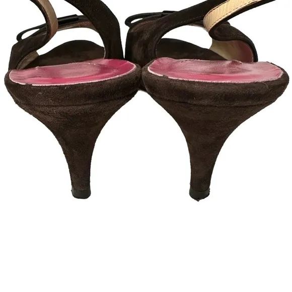Kate Spade Brown Suede Slingback Peep Toe Shoes. Size 7 1/2