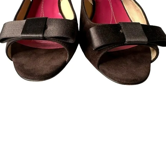 Kate Spade Brown Suede Slingback Peep Toe Shoes. Size 7 1/2