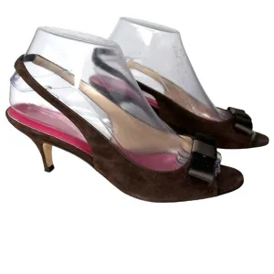 Kate Spade Brown Suede Slingback Peep Toe Shoes. Size 7 1/2