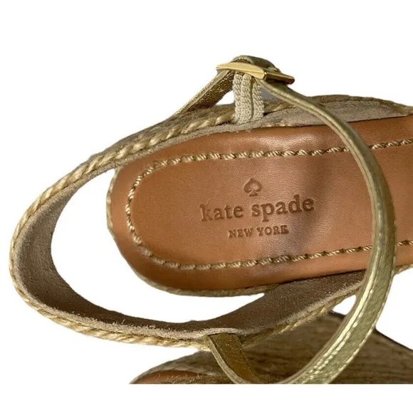 Kate Spade Carmelita Black White Stripe Bow Espadrille Nautical Wedge Sandals 7