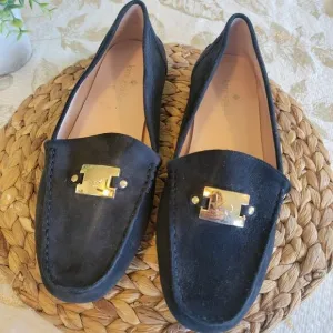 Kate Spade Carmen Navy Suede Driving  Logo Loafers Slip On Shoes Size 10
