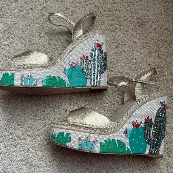 Kate Spade Dallas Wedge Sandals Cactus 10.5