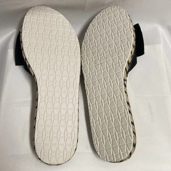 Kate Spade Idala Bow Espadrille Slide Sandals Black/Tan Size 10