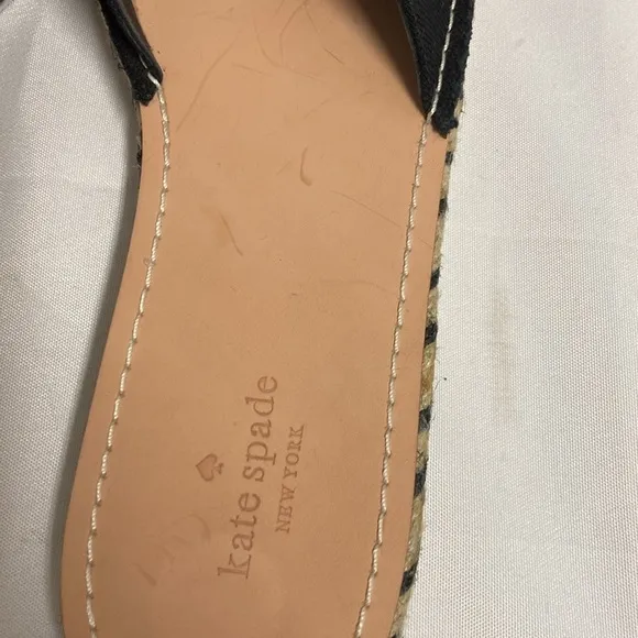 Kate Spade Idala Bow Espadrille Slide Sandals Black/Tan Size 10