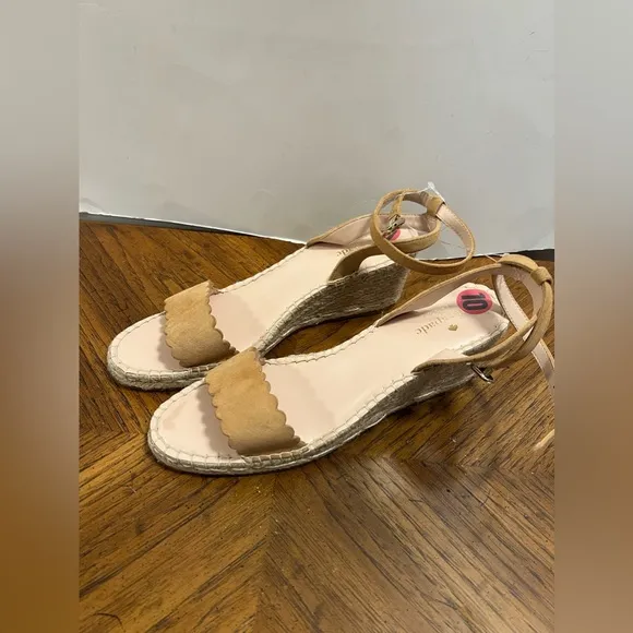 Kate Spade New York Theodora Tan Suede Espadrille Wedges Sandals