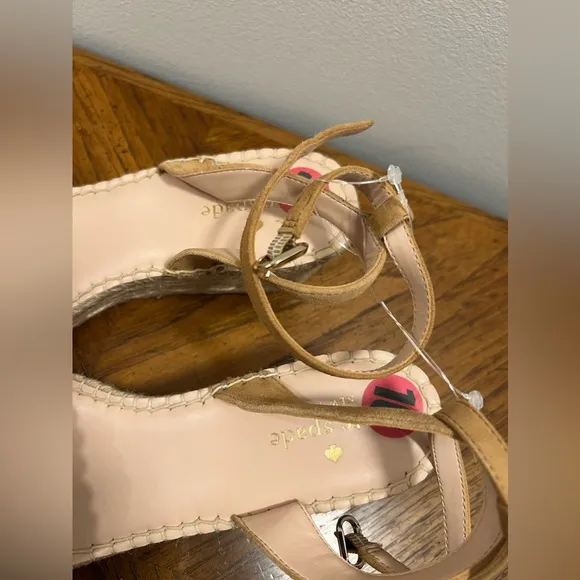 Kate Spade New York Theodora Tan Suede Espadrille Wedges Sandals